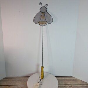 Metal Mesh Decorative Bee Wall Art With Vintage Yellow Wooden Base By Tender Hea